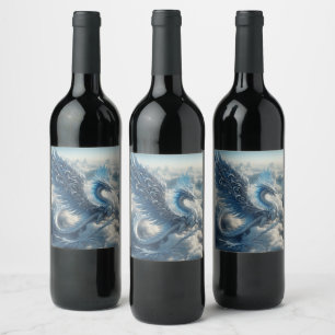 A Stunning Dragon Surrounded by Clouds  Wine Label