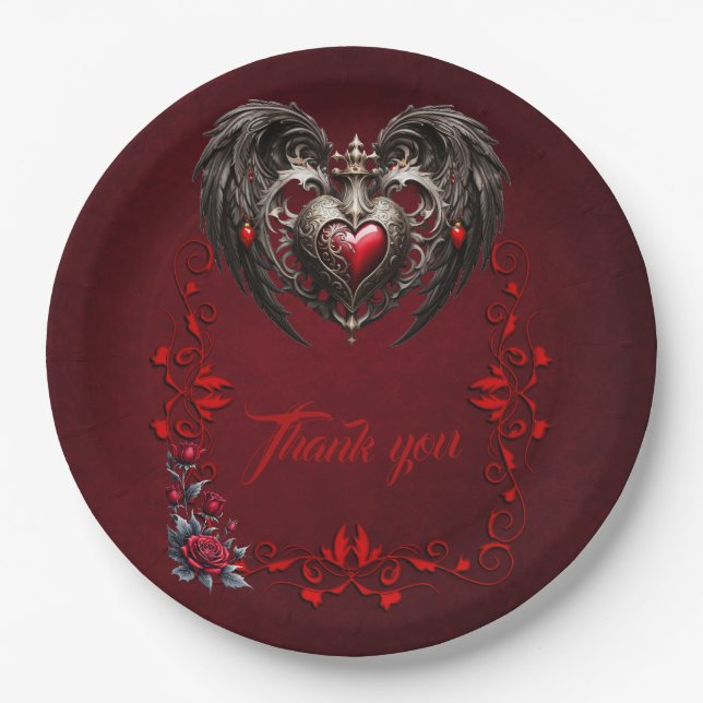 A stunning gothic heart paper plate (Front)