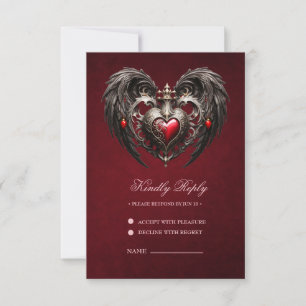 A stunning gothic heart  RSVP card