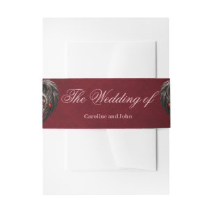A stunning gothic heart with elegant, dark wings, invitation belly band