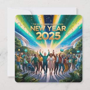 A stunning New Year 2025 greeting Holiday Card