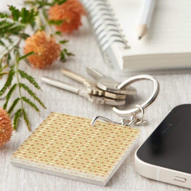 a Stunning Yellow and White Background Design  Key Ring (Front Right)