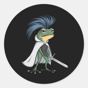 A stylised frog with an eye-catching hairstyle(2) classic round sticker