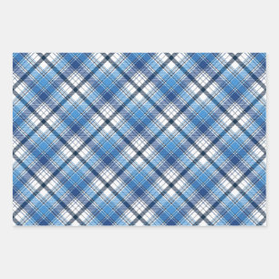A stylish blue plaid design wrapping paper sheet