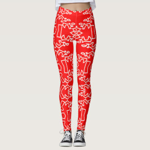 A stylish red & white "Ratti_Creative_Arts" Leggings