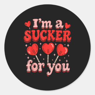 A sucker for candy heart love happy valentines day classic round sticker