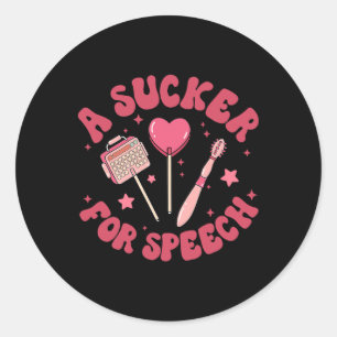 A Sucker For Speech Valentine Slp Speech Language  Classic Round Sticker