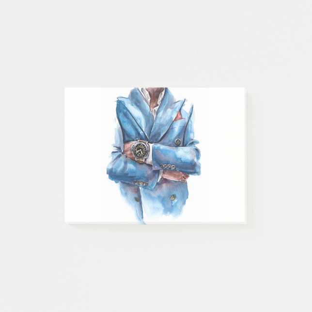 A suit and a watch post-it notes (Front)