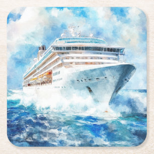 A Summer Cruise Square Paper Coaster