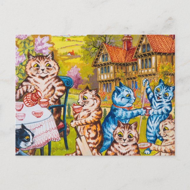 A Summer Tea Party by Louis Wain Postcard (Front)