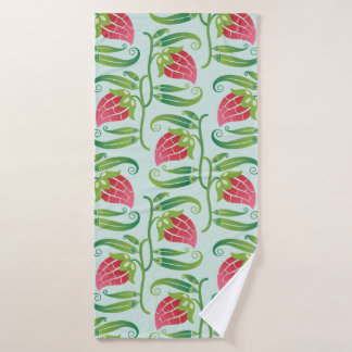 a summery seamless pattern featuring strawberries  bath towel