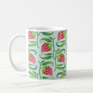 a summery seamless pattern featuring strawberries  coffee mug