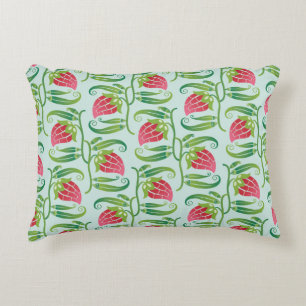 a summery seamless pattern featuring strawberries  decorative cushion