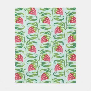 a summery seamless pattern featuring strawberries  fleece blanket