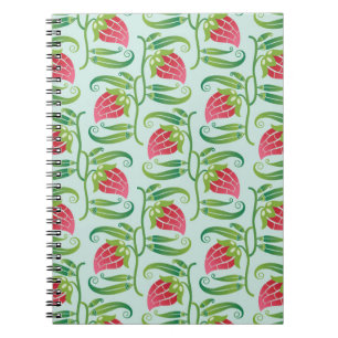 a summery seamless pattern featuring strawberries notebook