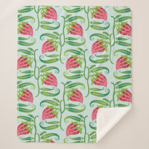 a summery seamless pattern featuring strawberries sherpa blanket