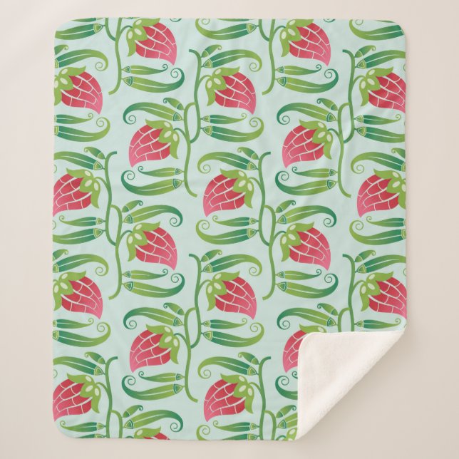 a summery seamless pattern featuring strawberries  sherpa blanket (Front)