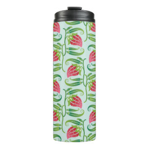a summery seamless pattern featuring strawberries thermal tumbler
