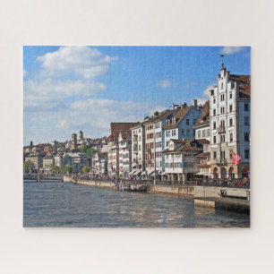 A sunny day on the embankment of the Limmat. Jigsaw Puzzle