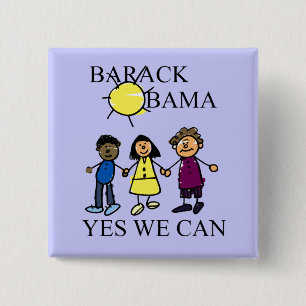 A SUNNY DAY WITH OBAMA 15 CM SQUARE BADGE