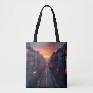 A sunset night tote bag