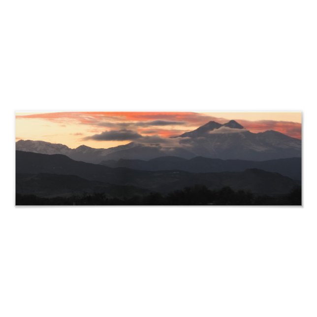 A Sunset Over Long's Peak In Colorado Photo Print (Front)