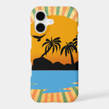 A Sunset retro with cocunute tree