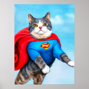 A superhero cat is a fun and quirky poster