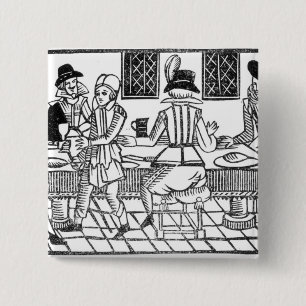 A Supper Party, a 'Book of Roxburghe Ballads' 15 Cm Square Badge