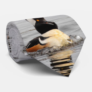 A Surprised Hooded Merganser Tie