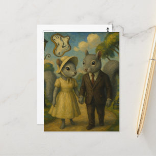 A Surreal Grey Squirrel Couple Postcard