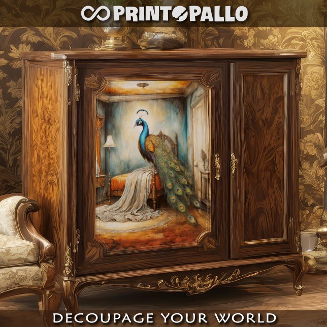 A surreal painting of a peacock in a fantasy world tissue paper (Creator Uploaded)