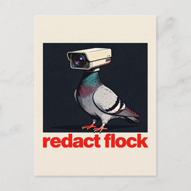 A surreal surveillance camera pigeon  postcard (Front)