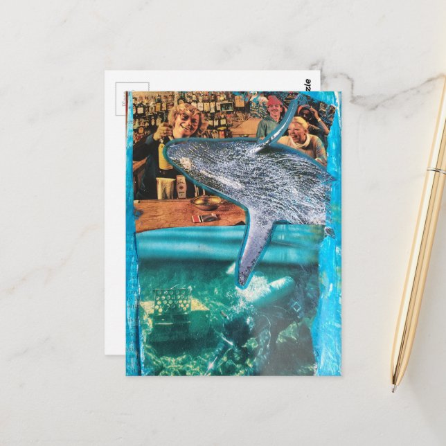 A Surreal Whale at the Dive Bar Postcard (Front/Back In Situ)