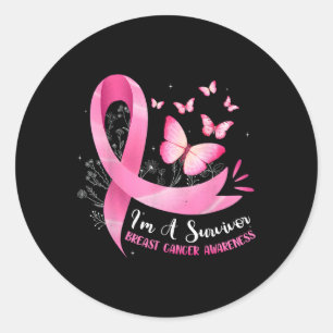 A Survivor Breast Cancer Awareness Pink Ribbon Wom Classic Round Sticker