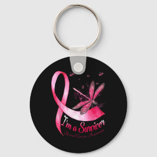 A Survivor Dragonfly Breast Cancer Awareness  Key Ring
