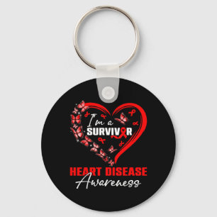 A Survivor Heart Disease Awareness Red Butterfly Key Ring