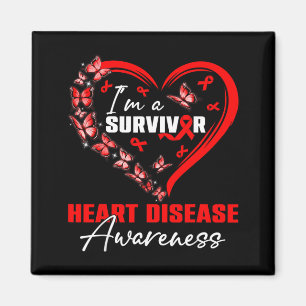 A Survivor Heart Disease Awareness Red Butterfly Magnet
