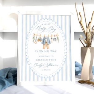 A Sweet Baby Boy Clothes Baby Shower Welcome Poster