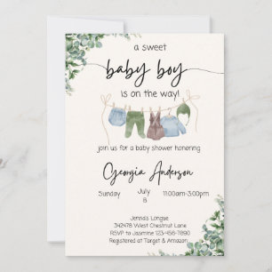 A Sweet Baby Boy Is On His Way Baby Shower Invites
