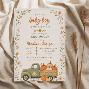 A Sweet baby boy Pumpkin Baby Shower Invitation