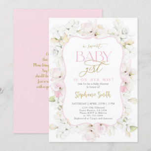 A sweet Baby Girl Hydrangea Baby Shower Invitation