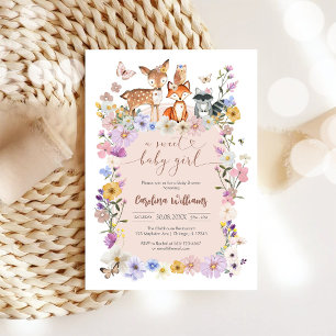 A Sweet Baby Girl Wildflower Butterfly Baby Shower Invitation