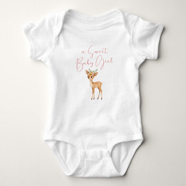 A Sweet Baby Girl Woodland Deer Bodysuit (Front)