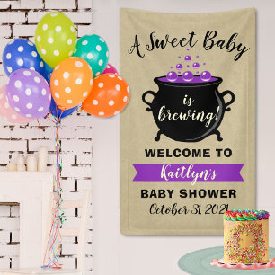 A Sweet Baby Is Brewing Halloween Baby Shower Banner