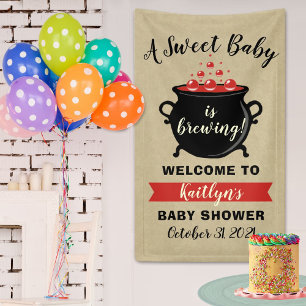 A Sweet Baby Is Brewing Halloween Baby Shower Banner