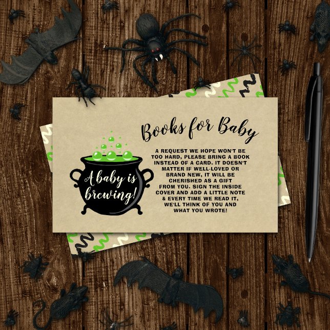A Sweet Baby Is Brewing Halloween Baby Shower Book Enclosure Card (Creator Uploaded)