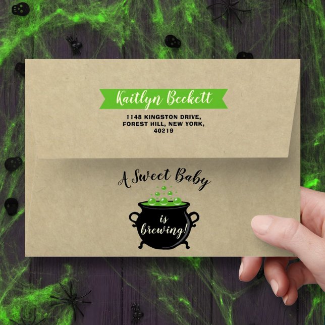 A Sweet Baby Is Brewing Halloween Baby Shower Envelope (Creator Uploaded)