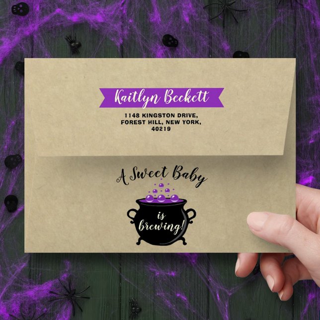 A Sweet Baby Is Brewing Halloween Baby Shower Envelope (Creator Uploaded)