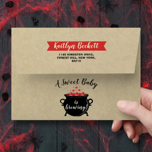 A Sweet Baby Is Brewing Halloween Baby Shower Envelope